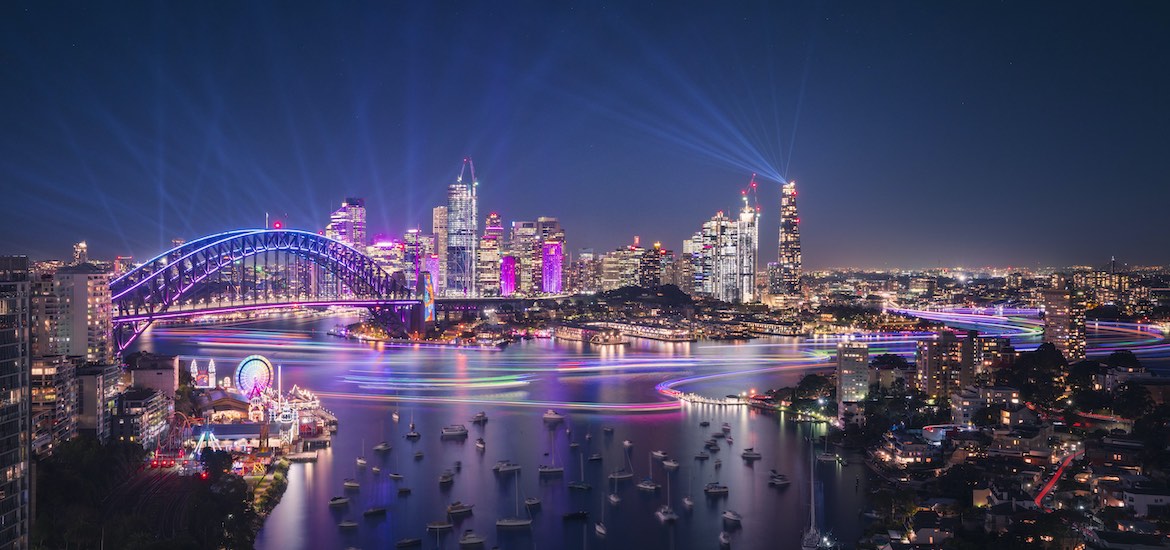 sydney skyline nighttime fireworks sydney city guide