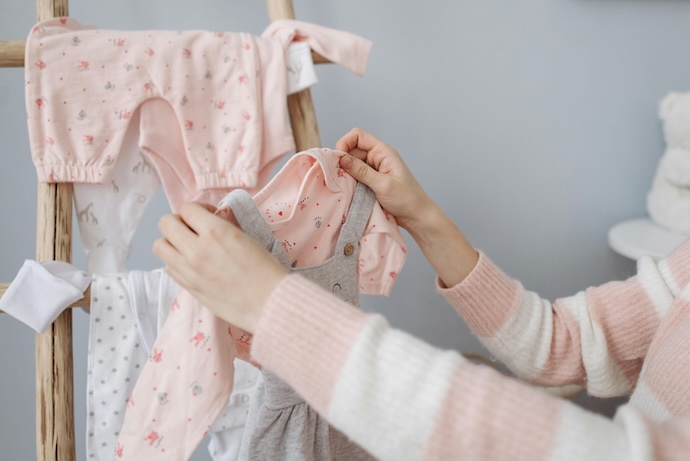 mum hanging clothes