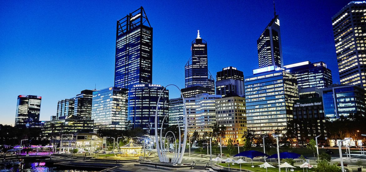 perth skyline night western australia perth city guide family days out