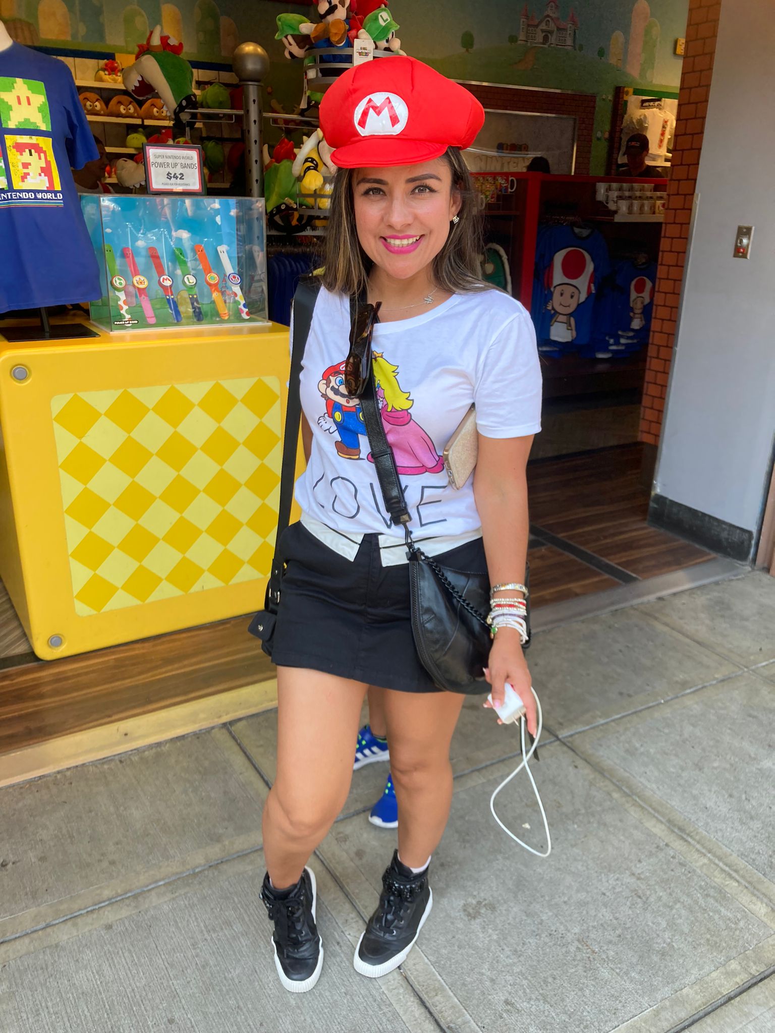 Girl wearing mario outfit