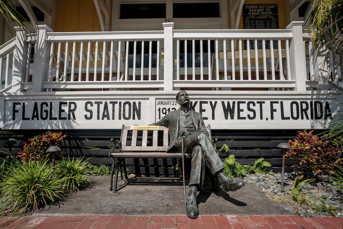 A statue outside Flagler station , Key West