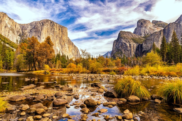 a beautiful view along a creek in Yosemite